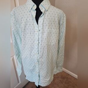 Light Blue Polka Dot Button-Up Shirt